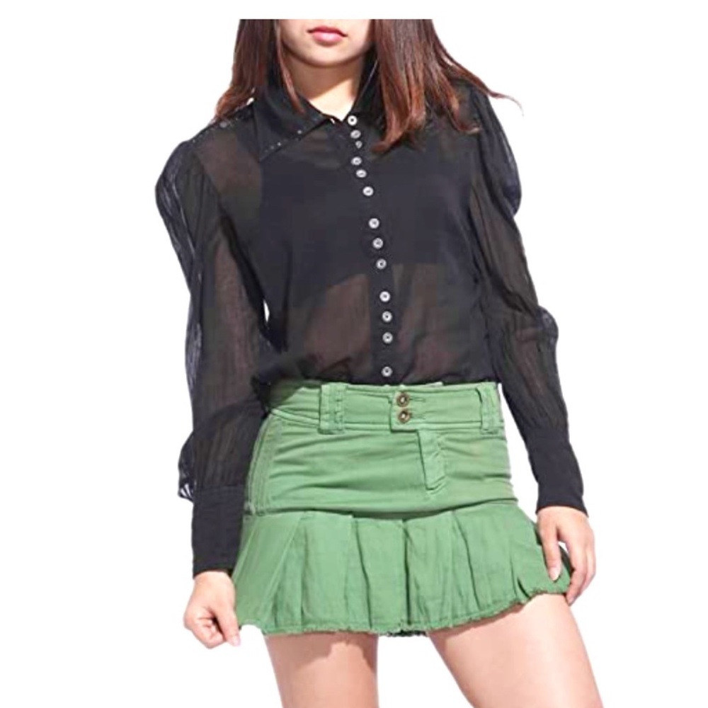 Da-Nang Womens 100% Cotton Sheer Button Down Shirt (M)